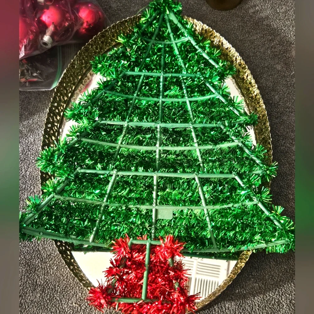 Festive Red, Green, and Gold Craft Box With Golden Metal Basket